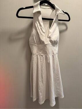 HALARA White Halter Fit-and-Flare Mini Dress